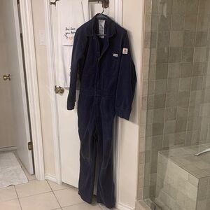 IRONWEAR Navy Blue Coveralls NFPA 2112 FR Size36 PreOwned Knees Area Wear Washed